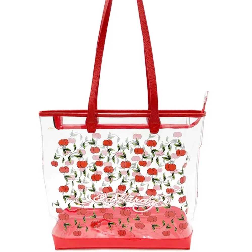 Ed Hardy Red Tote Bag with Bold Design